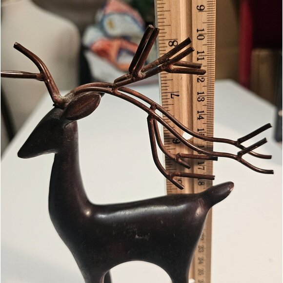 Metal Abstract Deer/Reindeer Brown Bronze Color Figure Statue 8 1/2" x 5 1/2" - Picture 8 of 11